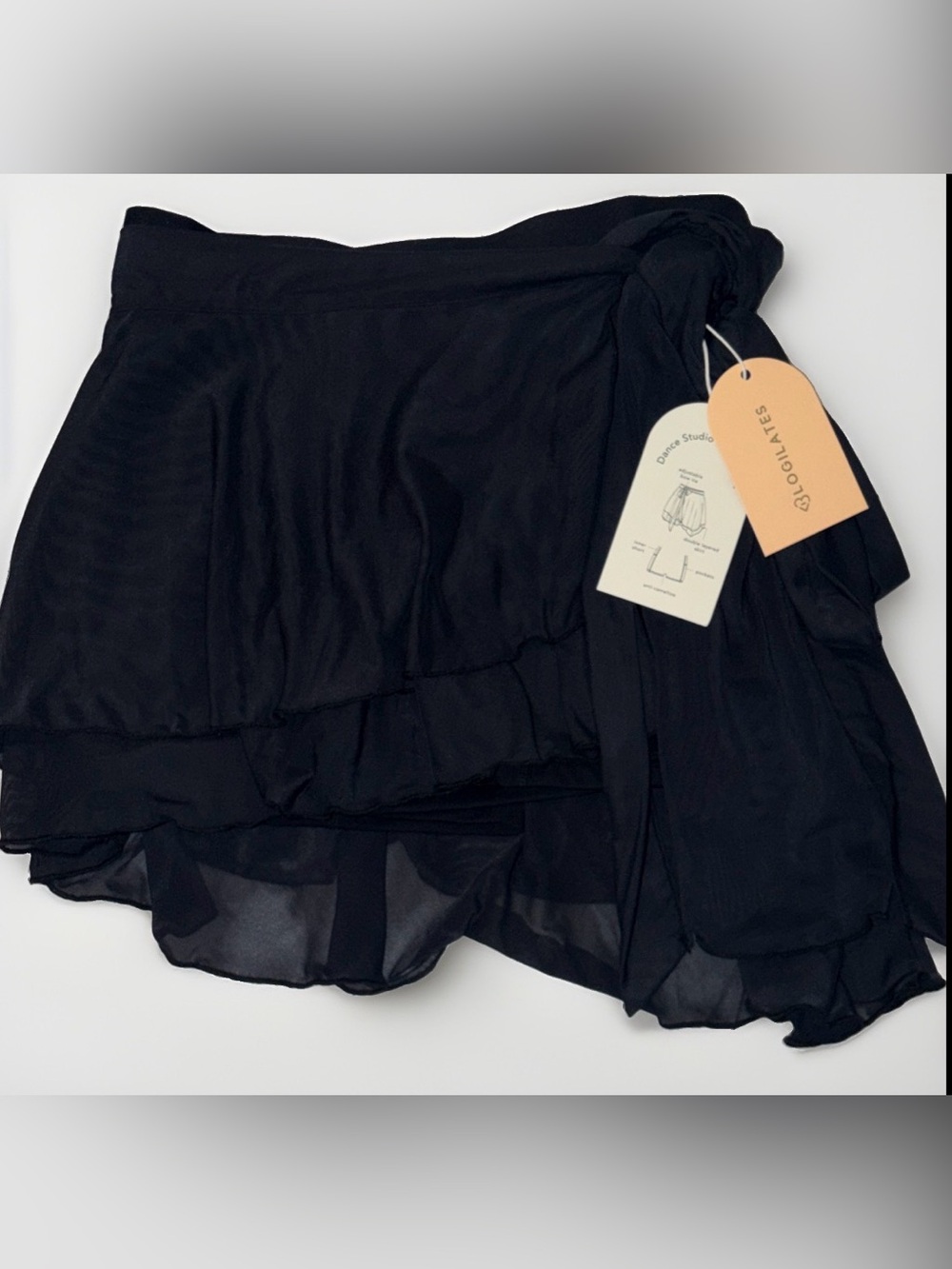 Blogilates Black Sheer Layered Wrap Skirt with Tie Waist-M